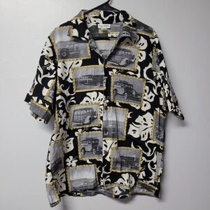 Matt Rider Mens Hawaiian Shirt Vintage Woodie Car Print Button Up Size M